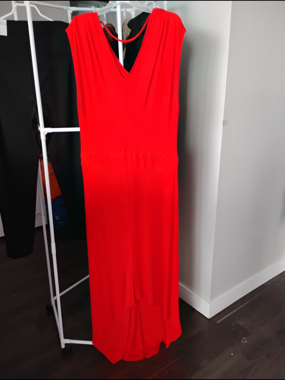 Mossimo Women's Coral Red Sleeveless Maxi Dress with Strap Cross Back V-Neck